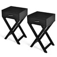 thumbnail image 1 of Costway Table de Chevet 2 Pcs en X avec Tiroir, Table d'Appoint Latérale Moderne pour la Maison, Noir, 1 of 10