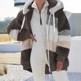 thumbnail image 2 of FAIWAD Women's Full Zip Fuzzy Fleece Hooded Coat Color Block Drawstring Fall Winter Warm Coat with Pockets, 2 of 5