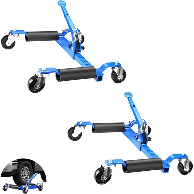 Car Wheel Dolly with Tire Jack 1500 lbs Capacity Portable Trailer Dolly with Pedal Jack 12in Wheel Support Vehicle Positioning Dolly for Auto Repair and Moving Set of 2 Blue