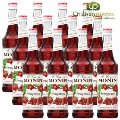Monin Premium Pomegranate Syrup, Tart & Tangy Antioxidant-Inspired Fruit Mixer, 750 mL (25.4 oz) Glass Bottles, Professional Bulk Case of 12