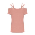 thumbnail image 4 of T-shirts pour Femmes Mode Mode pour Femmes Décontracté Couleur Unie T-Shirt à Col à Bretelles Haut Manches 1/2 Hauts pour Femmes, 4 of 7
