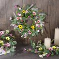 thumbnail image 2 of 12 Pcs Spring Summer Artificial Flowered Wreath Mini Floral Wedding Candle Rings Wreaths Pillar Candle Holder for Wedding Spring Summer Home Door Tabletop Decoration, 2 of 8