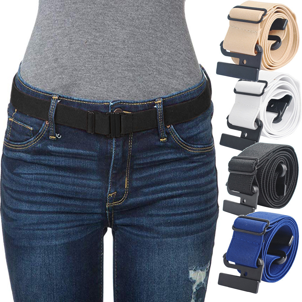 XZNGL Belt Buckle Adjustable Stretch Belt No Show Flat Buckle Non-Slip Backing
