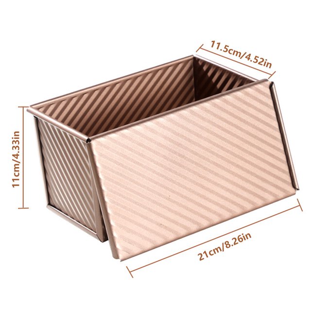 pitrice Loaf Pan Bakeware Mold Molds Cover Rectangular Baking Non-sticky Coating Heighten Thicken Pans Holder for Bread Cake Pastry 450g Gold with Lid