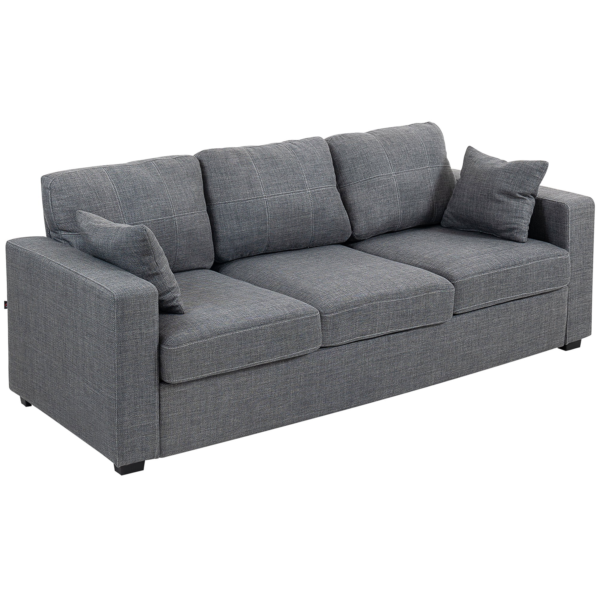 HOMCOM 3 Seater Sofa with Deep Seat, Modern Upholstered Couch, Dark Grey