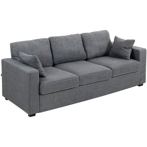 HOMCOM 3 Canapé avec siège profond, canapé rembourré moderne, gris foncé