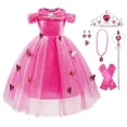 thumbnail image 1 of Girls Princess Dress with Butterflies 5 Layers Fancy Dress Up Costume, 1 of 3