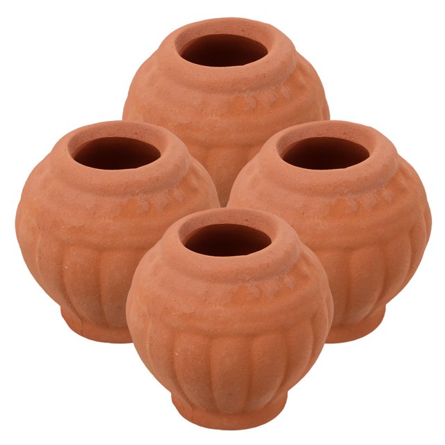 KAKOWELY 4Pcs Diy Clay Pots Chocolate Ceramic Mini Planter For Plant Lovers