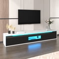 thumbnail image 2 of Homy Casa High-Gloss TV Stand with LED Lighting, White & Black, 2 of 12