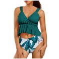 thumbnail image 2 of TIMIFIS Tankini Deux Pièces pour Femmes, Haut à Col Montant Froncé, Contrôle du Ventre avec Bas, Maillots de Bain, 2 of 7