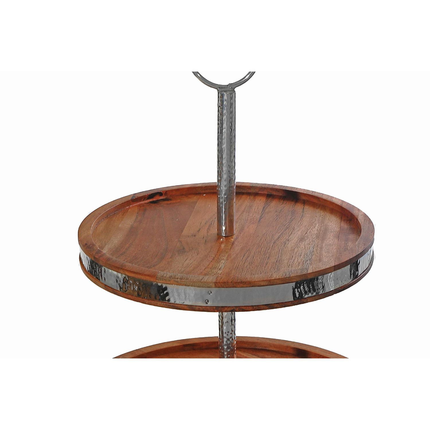 IH Casa Decor Natural Acacia Wood Avec Support À Gâteau À 2 Niveaux Martelé À 2 Niveaux