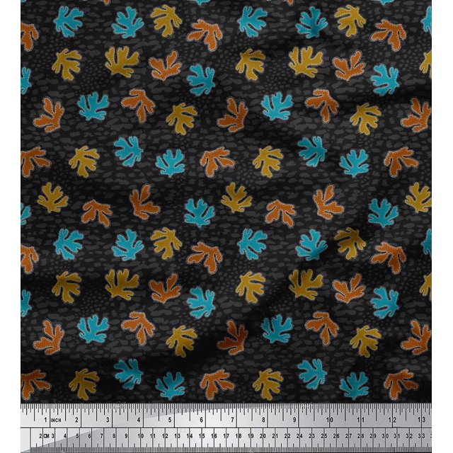 Soimoi Tissu Poly Georgette Imprimé Corail Océan au Mètre 52 Pouces de Large