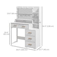thumbnail image 3 of HOMCOM Coiffeuse, Table de Maquillage avec Miroir et Rangement, Blanc, 3 of 10
