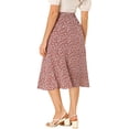 thumbnail image 3 of Unique Bargains Jupe Paysanne pour Femme à Taille Élastique, Ligne A, Midi, Imprimé Feuilles, Rouge Blanc, G, 3 of 7