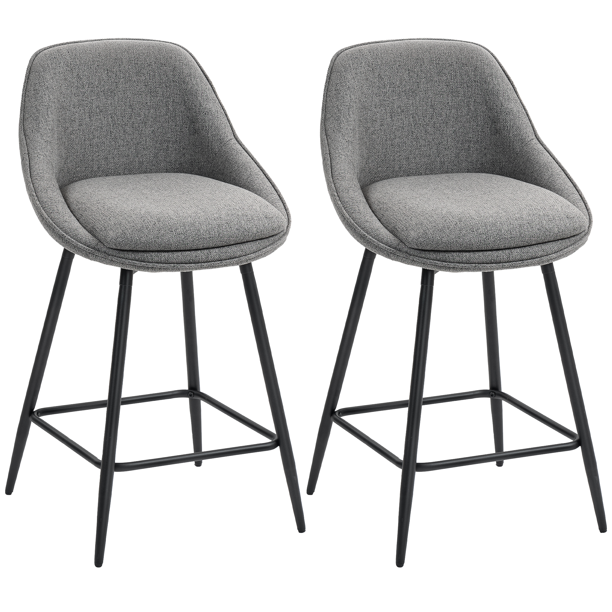 CoSoTower 26" Counter Height Barstools Set of 2, Upholstered Swivel Bar Stools with Backrests and Armrests, Dark Grey