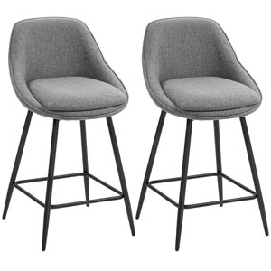 CoSoTower 26" Counter Height Barstools Set of 2, Upholstered Swivel Bar Stools with Backrests and Armrests, Dark Grey