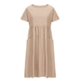 thumbnail image 4 of Fshaion Robe d'Été pour Femmes 2024 Grande Taille Décontractée à Col Rond à Manches Courtes Robe à Taille Haute Liquidation à Moins de 10!, 4 of 6