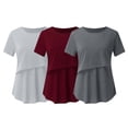 thumbnail image 1 of DPTALR Grossesse Enceinte Allaitement T-Shirts à Manches Courtes Couleur Unie Col Rond Blouse d'Allaitement, 1 of 8
