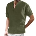 thumbnail image 1 of MesaSe Men Spring And Autumn Button  Neck Solid Color Blouse Long Sleeve Top Bottoming Shirt, 1 of 7