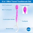 thumbnail image 2 of 12PCS Prepasted Mini Disposable Toothbrush Set 5-in-1 Travel Toothbrush with Tongue Scraper Floss Pick Individually Wrapped, On-the-go Toothbrush for Work Travel, 2 of 6
