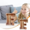 thumbnail image 2 of Wooden English Letter Savings Can with Transparent Glass Front for Coin Storage, 2 of 6