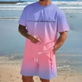thumbnail image 2 of SHIXIAOO Male Print Short Sleeve T Shirt and Shorts Two Piece Set with All Print Print Shirt and Quarter Pants Set Pinstripe Suit Jacket Men Suite for Man Suite for Teens Graduation Suits for Men, 2 of 5