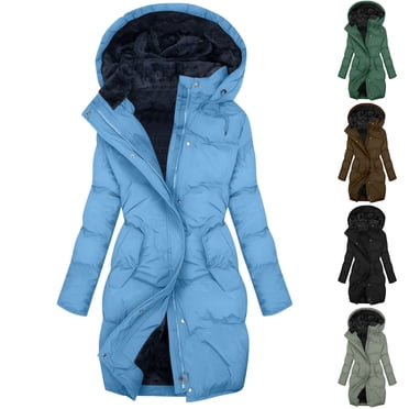 Yuyuzo Winter Coats for Women Plus Size Fleece Lined Long Puffer Jacket with Hood Waterproof Warm Thicken Outwear Clothing