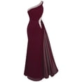 thumbnail image 4 of Angel-fashions Women's One Shoulder Ruching Beading Ribbon Soft Evening Gown, 4 of 7