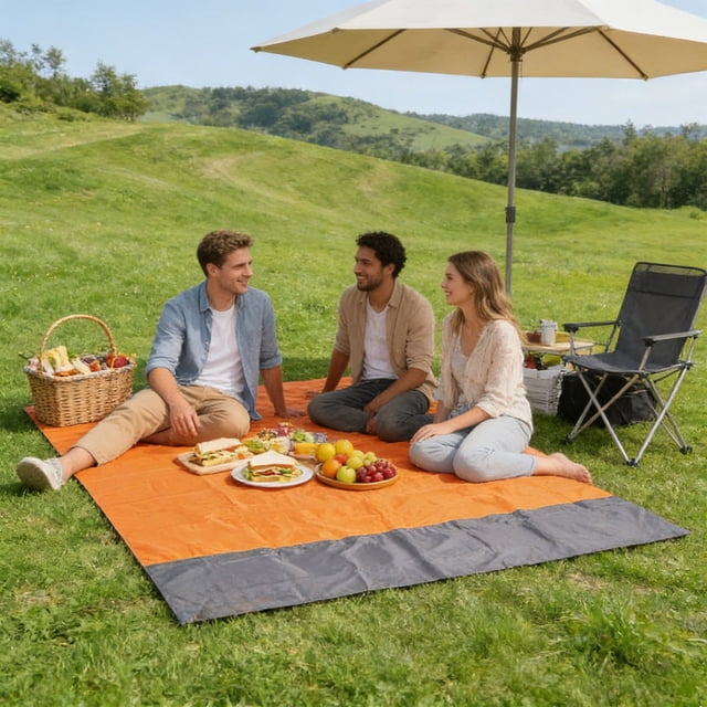 EGNMCR Solid Color Waterproof Picnic Mat Portable Foldable Outdoor Camping Beach Mat Waterproof Polyester Picnic Blanket Polyester fiber blanket