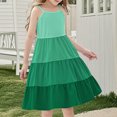 thumbnail image 5 of NJDVHB Robe d'Été pour Tout-Petit, Robe de Plage pour Fillette, Robe de Fête pour Fille, Robe d'Été Boho à Bretelles Décontractée Sans Manches à Étages Style Camisole pour Fillette, Vert, 110, 5 of 5