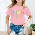 thumbnail image 2 of LUOGENLI T-Shirt pour Filles Enfant Filles Mignon Mode Imprimé Col Rond Manches Courtes Tee Été Décontracté Doux Ample T-Shirt Hauts Maxi Hauts avec Fente pour Filles 2-4 Ans, 2 of 5