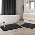 thumbnail image 2 of Set of 2 Small Clara Clark Bath Mat Bathroom Rug - Absorbent Memory Foam Bath Rugs - Non-Slip, Thick, Cozy Velvet Feel Microfiber Bathrug, Plush Shower, Toilet- Floor Bathmats Carpet - Black - 17"x24", 2 of 6