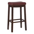 thumbnail image 1 of Tabouret de Bar Rectangulaire en Similicuir Rouge Pemberley Row, Tête à Clous Vieillie, 32 Pouces, Assemblé, 1 of 10