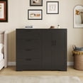thumbnail image 2 of Garvee Armoire Garde-Robe de 43,3 Po H avec 4 Tiroirs et 2 Portes, Tringle, Noir, 2 of 7