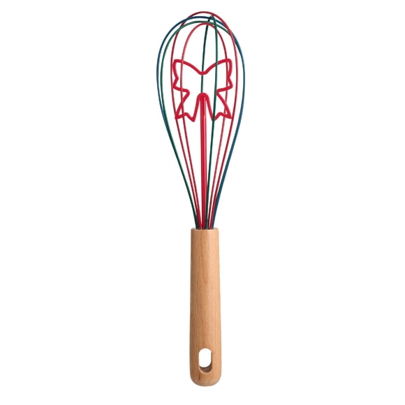 Holiday Time 12-inch Silicone Whisk with Bow and Beechwood Handle