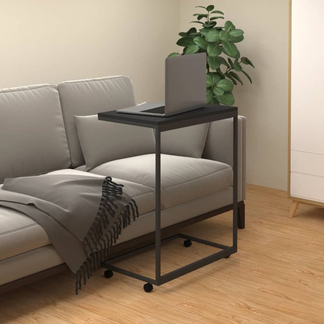 vidaXL Table d'Appoint avec Roulettes Noir 55x35x70 cm Bois Manufacturé