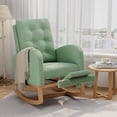 thumbnail image 1 of Modern High-Back Nursing Glider with Adjustable Footrest & Side Pockets - Upholstered Rocking Chair for Living Room & Bedroom,Light Green, 1 of 8