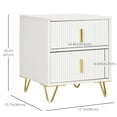 thumbnail image 3 of HOMCOM Nightstand, Bedside Table, Side End Table w/ 2 Drawers, Metal Legs, 3 of 10