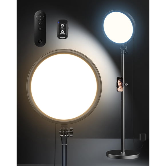 Aureday 12” Selfie Ring Light with Stand, Overall 79” Tall Ringlight Stands with Remotes and Phone Holder, Professional Floor Stand Light