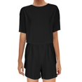 thumbnail image 1 of AherBiu Ensemble Estival 2 Pcs pour Femmes, Hauts à Oeillets à Manches Courtes avec Shorts à Jambes Larges, Tenue de Plage, Ensembles Boho, 1 of 6