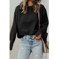 thumbnail image 3 of FOLUNSI Elegant Drop Shoulder Knit Sweater | Split Cuff | Black Solid, 3 of 8