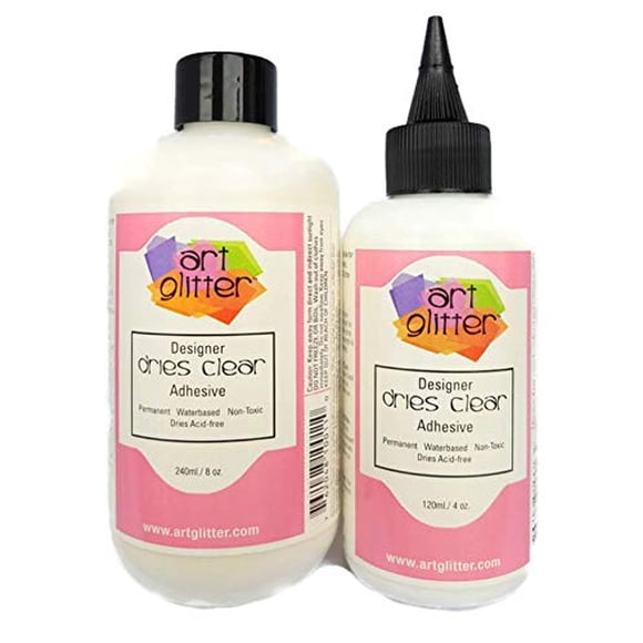 Art Glitter Recharge Adhésive Transparente 8 oz & 4 oz avec Embout Applicateur