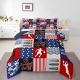 thumbnail image 1 of Erosebridal Sports Bedding Queen Comforter Set,Basketball Down Comforter,Red Blue Buffalo Bedding Sets Queen With Comforter, Microfiber Bedroom Decor,3 Pieces Reversible, 1 of 5