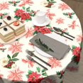 thumbnail image 5 of Nappe de Noël à Fleurs Rouges et Feuilles Rouges, Nappe Ronde à Houx Rouges 60 Pouces pour Déco de Cuisine Farmhouse, Tissu Polyester, Nappe d'Hiver/de Noël pour Fête, Camping en Plein Air, Congé, 5 of 5