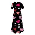 thumbnail image 3 of Robe d'Été pour Femmes 2024 Mode Grande Taille Décontractée à Manches Courtes Col Rond Robe Décontractée Fluide à Volants Maxi Robe de Plage avec Poches Robe à Imprimé de la Saint-Valentin Rabais de 50 % Liquidation!, 3 of 4
