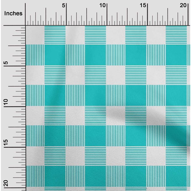 oneOone Polyester Lycra Turquoise Blue Fabric Gingham Check Sewing Craft Projects Fabric Prints By Yard 56 Inches Wide
