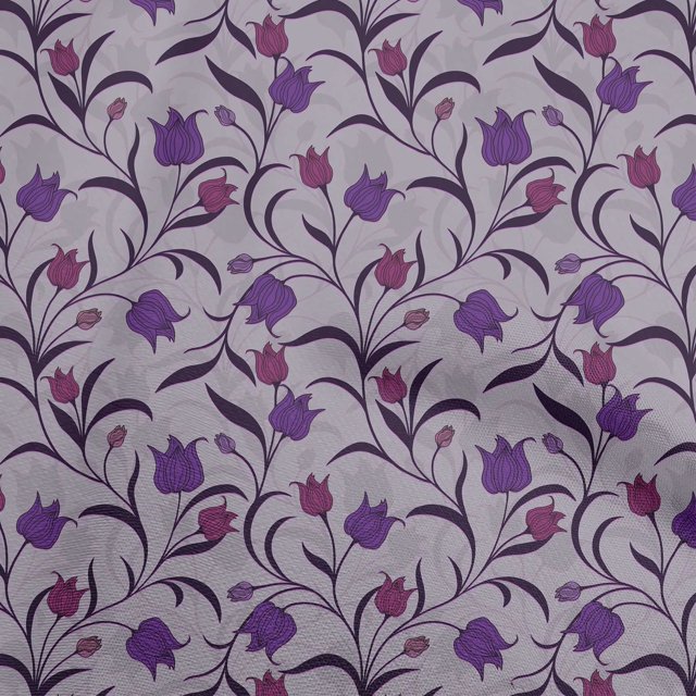 oneOone Popeline de Coton Violette Tissu Floral Rétro Matière de Robe Tissu Imprimé Tissu au Mètre 56 Pouces de Large