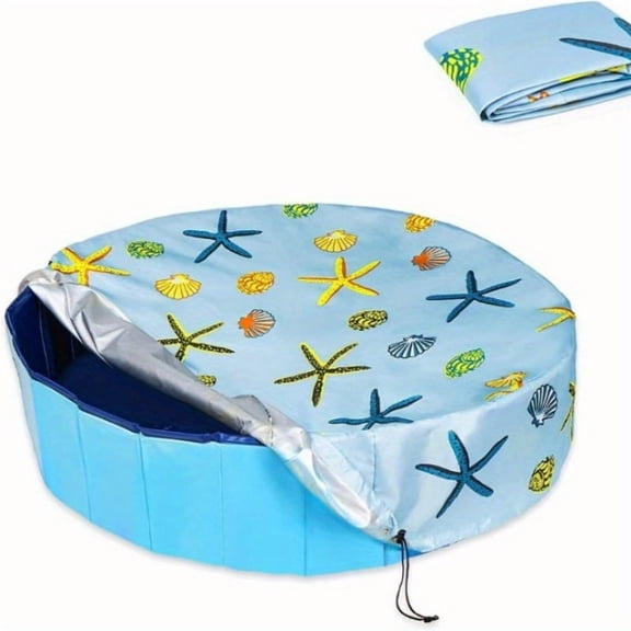 HLONK Starfish Foldable Round Pool Cover - Outdoor Sunscreen Swimming Pool Cover Multiple Sizes to Fit Different Pool Layouts Durable Polyester Material Elastic Drawstring Closure All