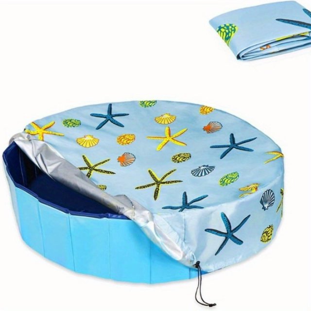 HLONK Starfish Foldable Round Pool Cover - Outdoor Sunscreen Swimming Pool Cover Multiple Sizes to Fit Different Pool Layouts Durable Polyester Material Elastic Drawstring Closure All