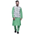 thumbnail image 1 of Atasi Solid Kurta Pajama & Printed Nehru Jacket Set For Mens Party Wear, 1 of 3